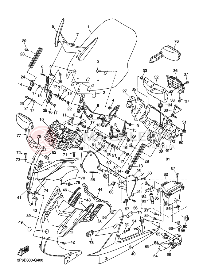 Schemat "elementy nadwozia" do Yamaha FJR1300A