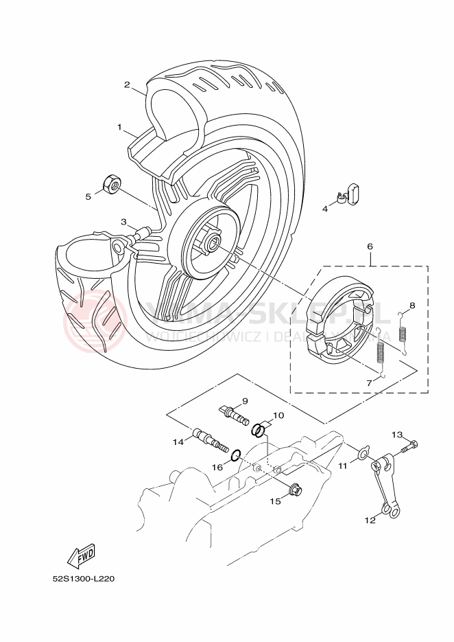 Schemat "Koło tył" do Yamaha XENTER 125