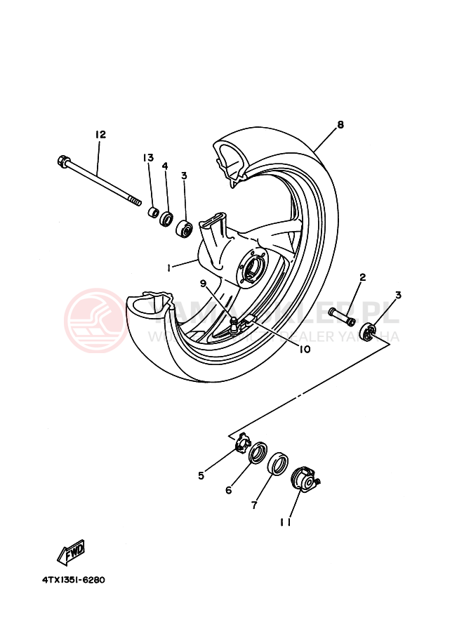 Schemat "Koło przód" do Yamaha TDM850
