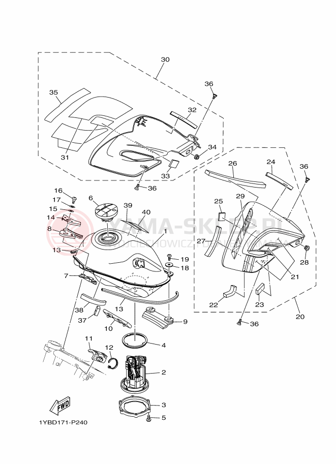 Schemat "zbiornik paliwa" do Yamaha XT250