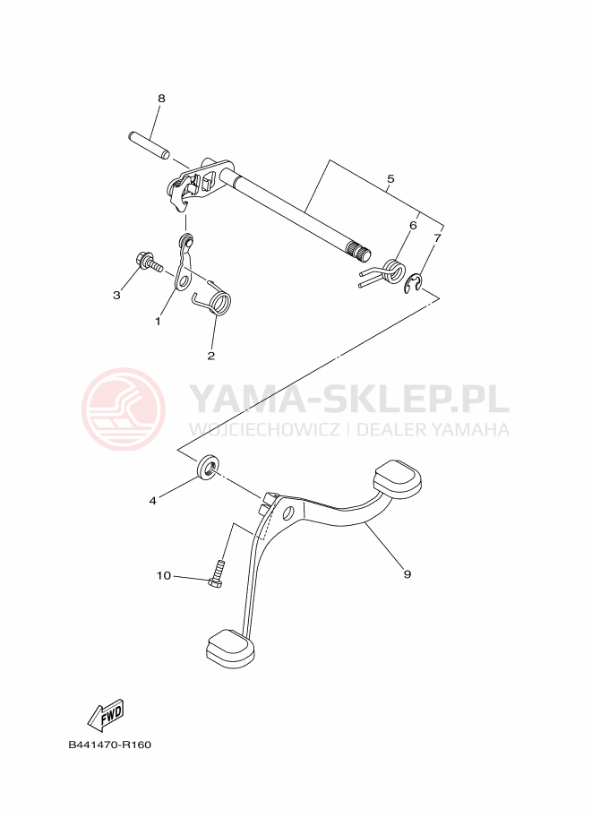 Schemat "Dźwignia zmiany biegów, wałek" do Yamaha YC110D-4
