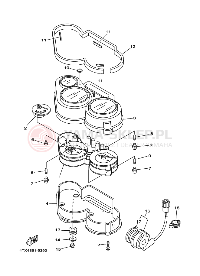 Schemat "licznik" do Yamaha TDM850