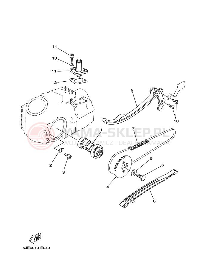 Schemat "Wałek rozrządu" do Yamaha YB-1 YB1-4