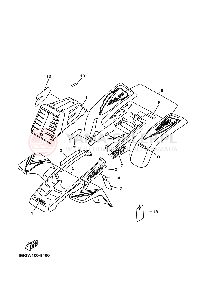 Schemat "naklejki" do Yamaha YFZ350