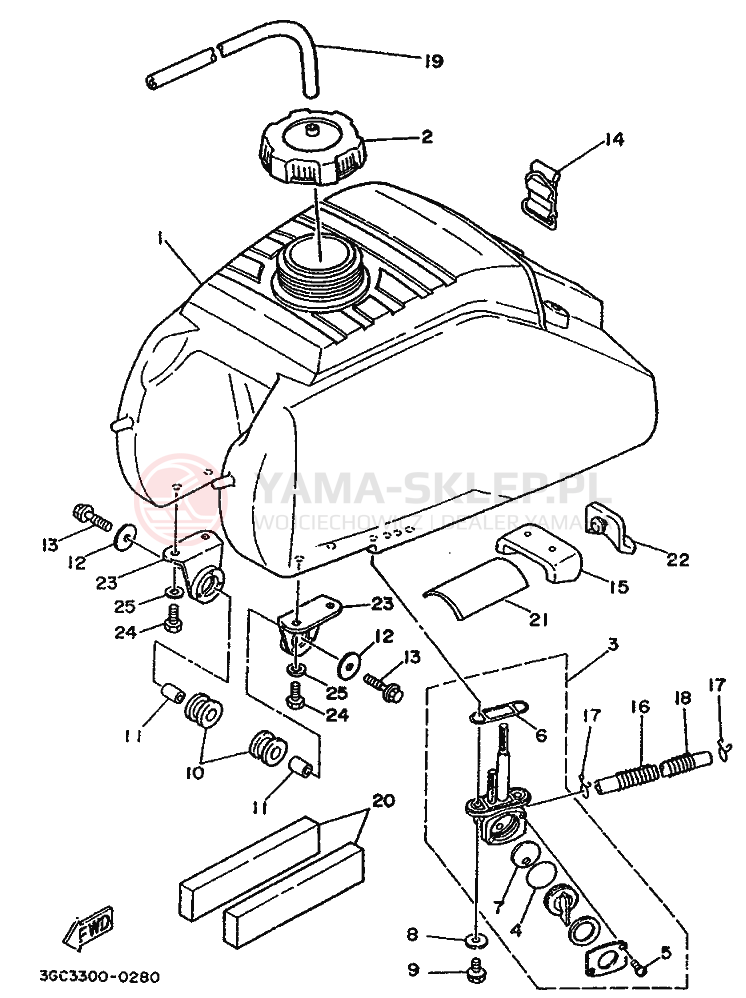 Schemat "zbiornik paliwa" do Yamaha YFM200DX