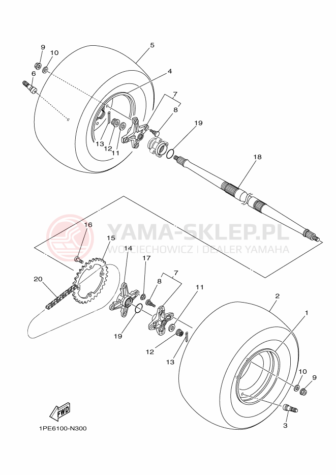 Schemat "Koło tył" do Yamaha YFM700R
