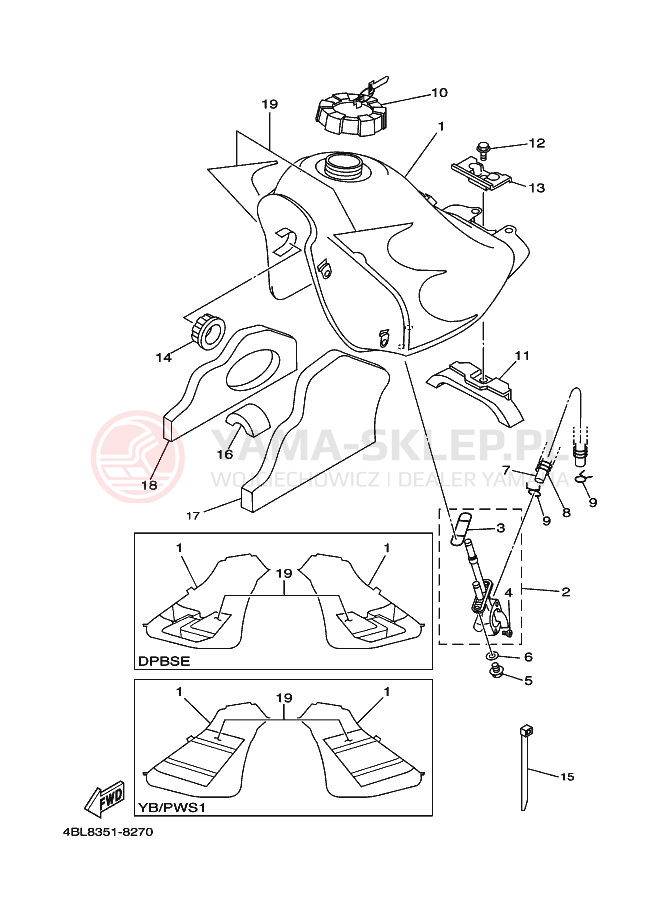 Schemat "zbiornik paliwa" do Yamaha DT125RE