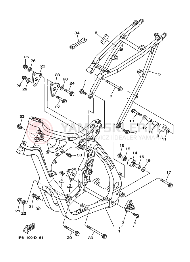 Schemat "rama" do Yamaha YZ250