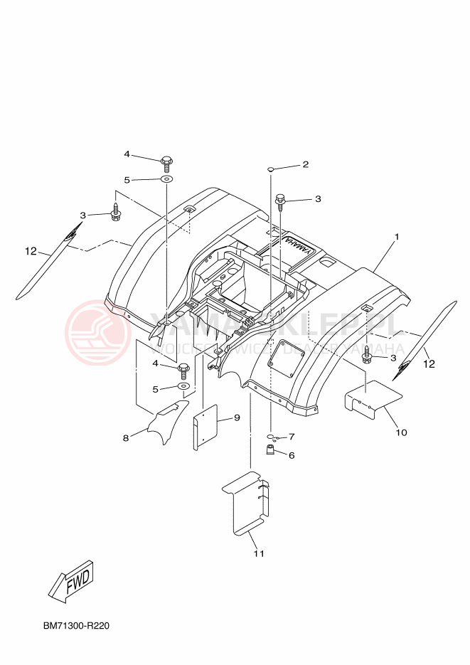 Schemat "TYLNY BŁOTNIK" do Yamaha GRIZZLY 450 EPS