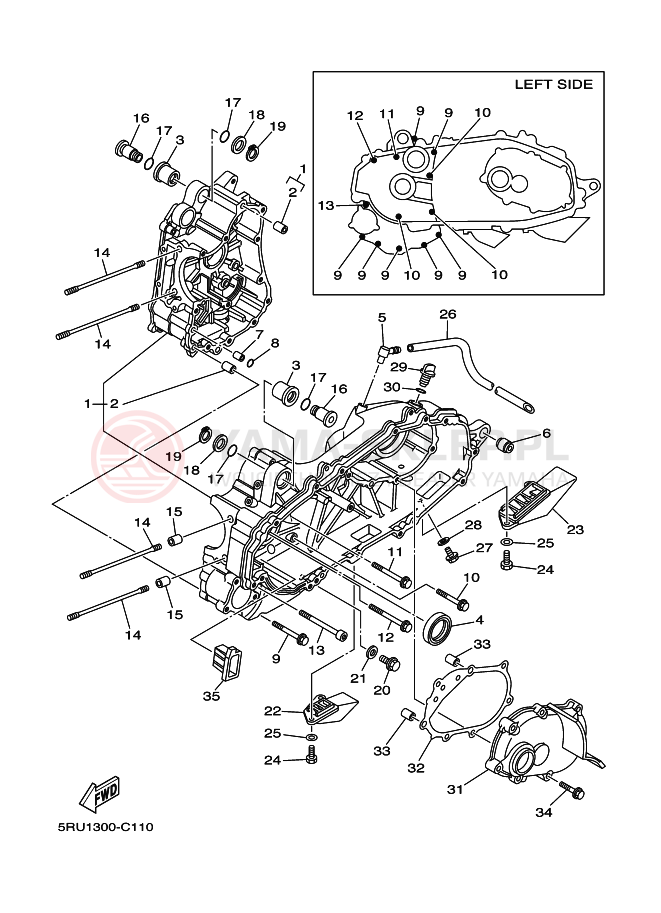 Schemat "Obudowa silnika" do Yamaha MAJESTY400
