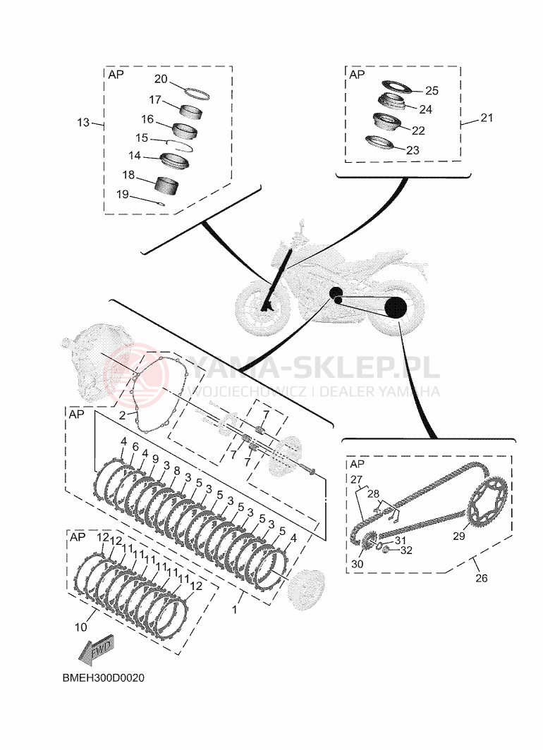 Schemat "Zestaw części do obsługi" do Yamaha MT-09