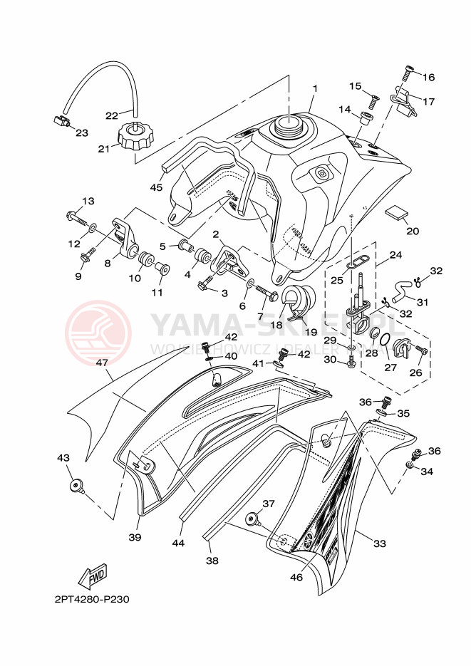Schemat "zbiornik paliwa" do Yamaha TT-R125LW