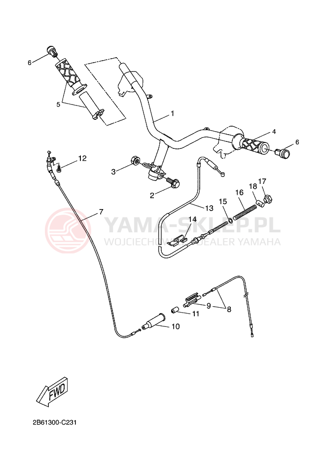 Schemat "Kierownica i osprzęt" do Yamaha BWS