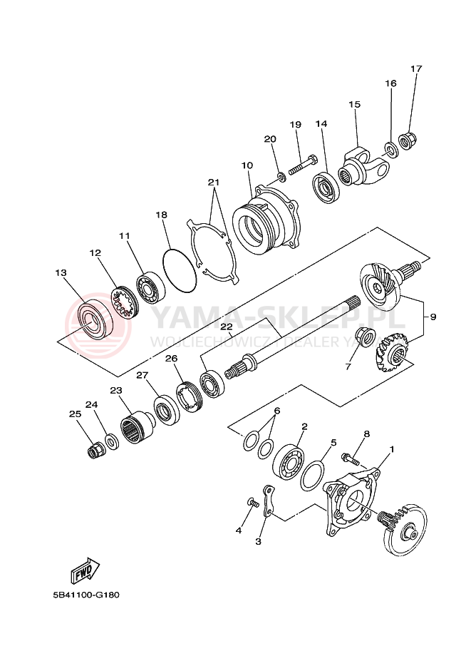 Schemat "PRZEKŁADNIA POŚREDNIA" do Yamaha RHINO 700 FI