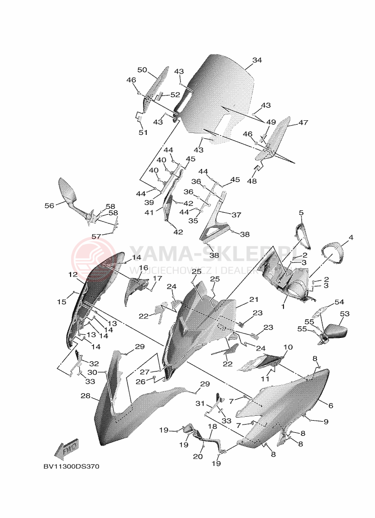 Schemat "Szyba" do Yamaha TMAX SX ABS