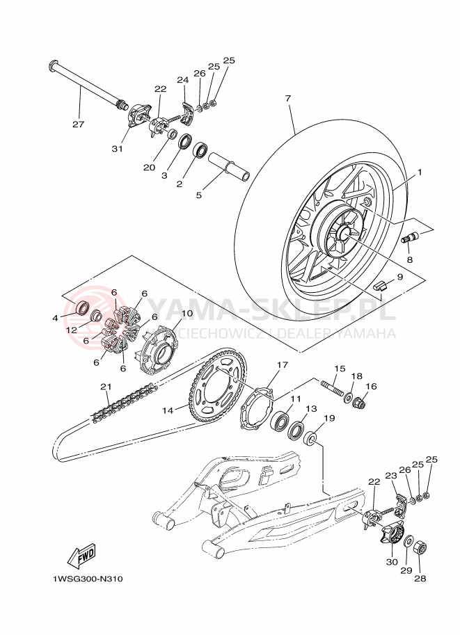 Schemat "Koło tył" do Yamaha MT-07