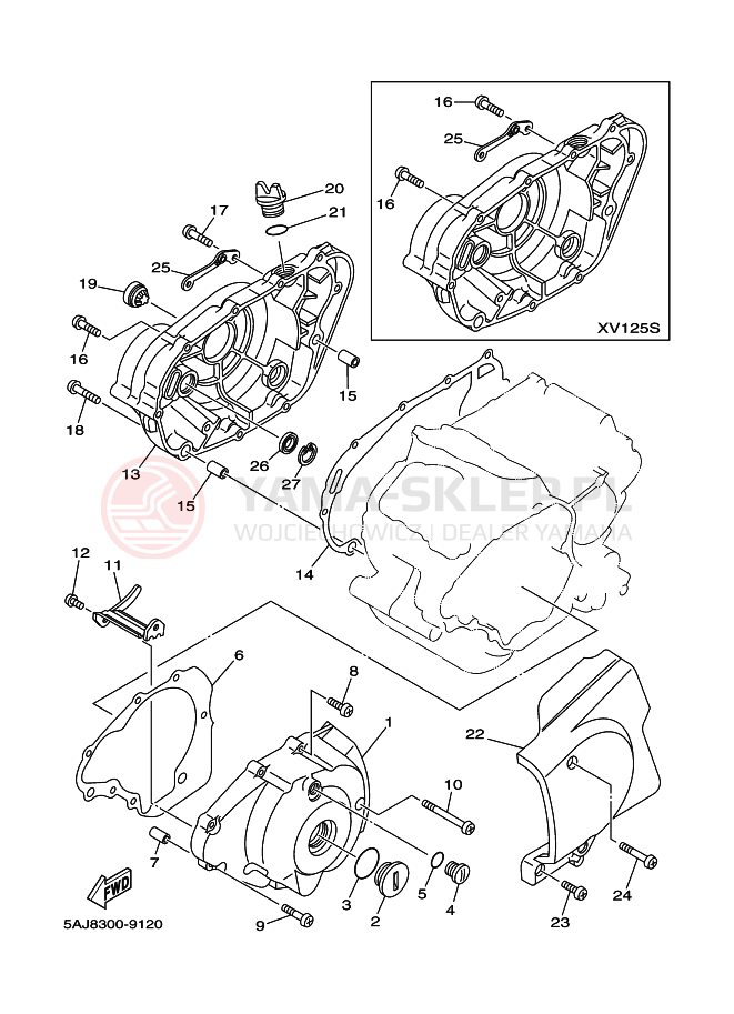 Schemat "Pokrywa silnika" do Yamaha XV125