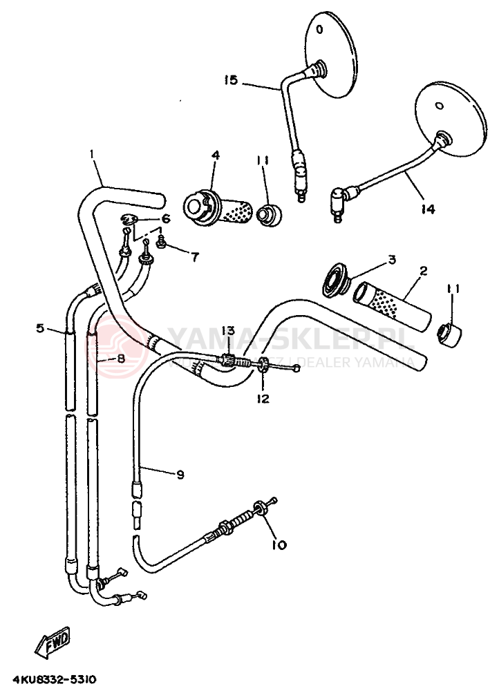 Schemat "Kierownica i osprzęt" do Yamaha XV535S VIRAGO