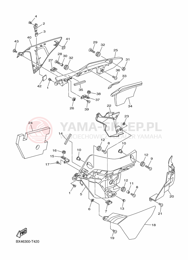 Schemat "elementy nadwozia" do Yamaha YZF-R1