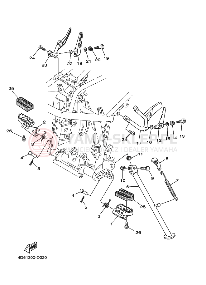 Schemat "Stopka postojowa i podnóżki" do Yamaha XG250 TRICKER