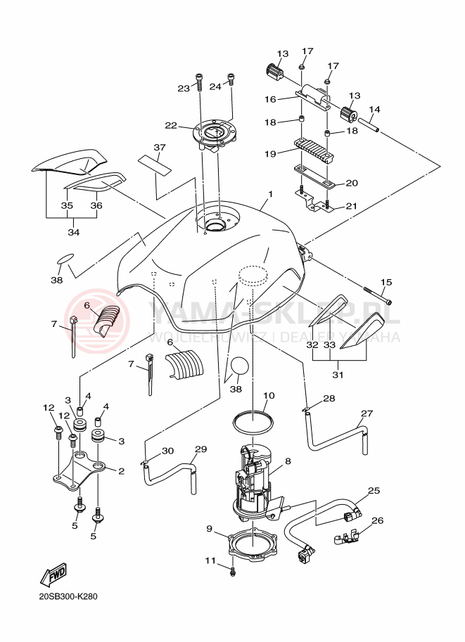 Schemat "zbiornik paliwa" do Yamaha XJ6 DIVERSION ABS