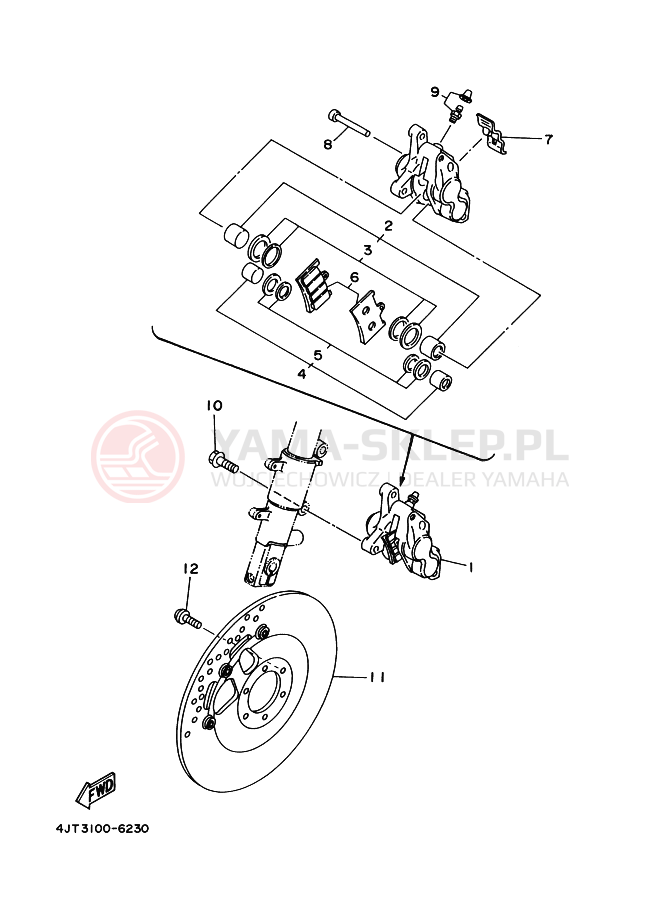 Schemat "Koło przód" do Yamaha TZ125