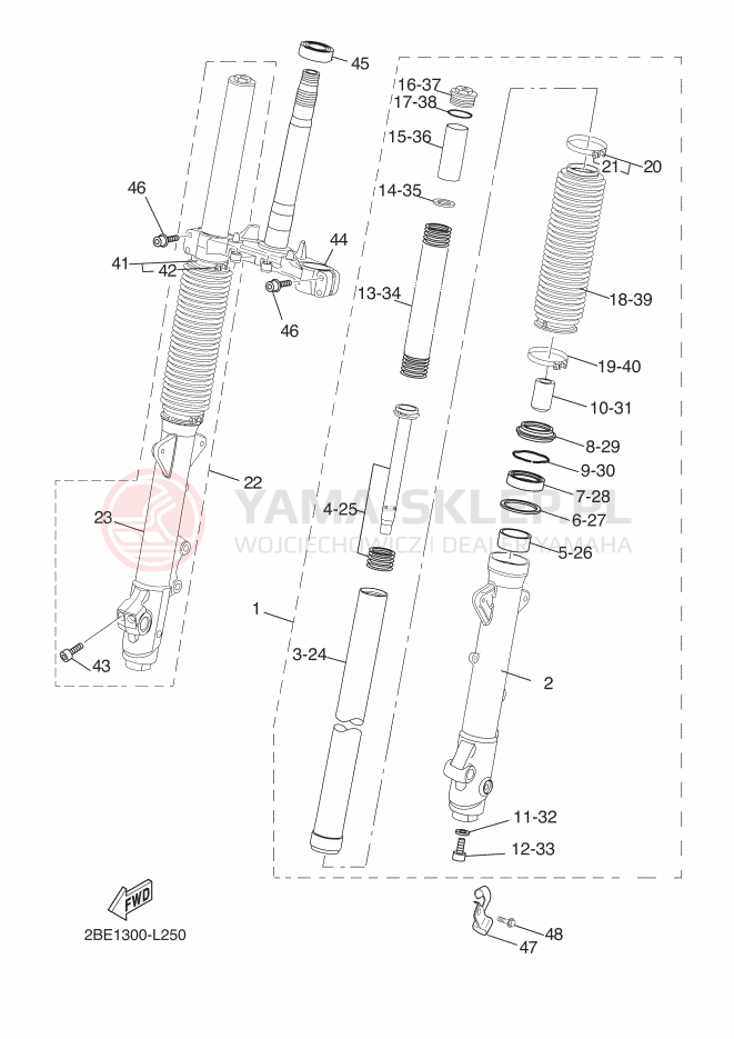 Schemat "Amortyzatory przód" do Yamaha XT660Z ABS