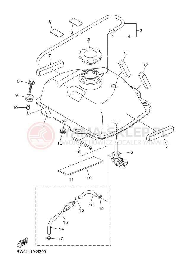 Schemat "zbiornik paliwa" do Yamaha YFZ50