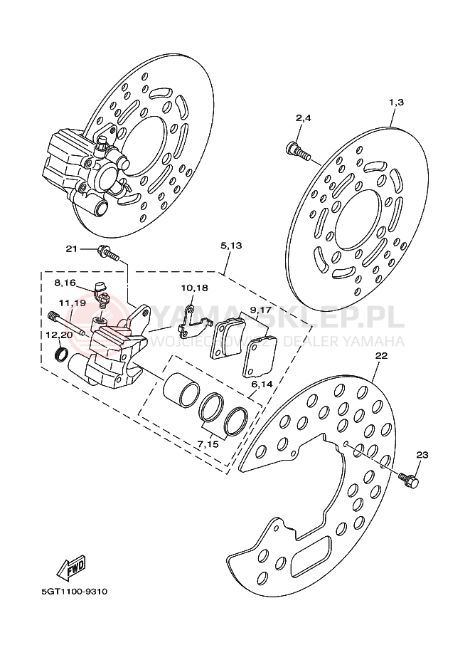 Schemat "Układ hamulcowy przód" do Yamaha YFM600FWA