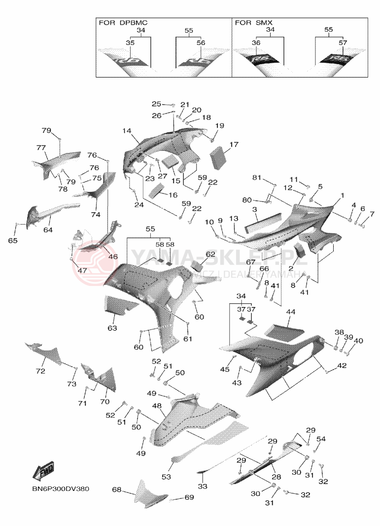 Schemat "elementy nadwozia" do Yamaha YZF-R6