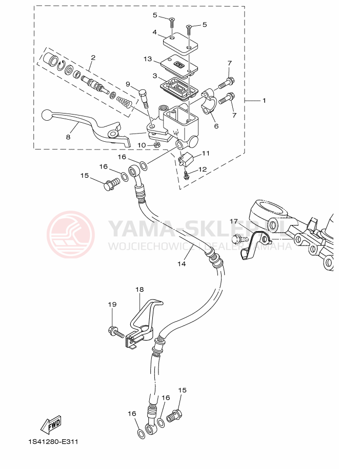 Schemat "Pompa hamulcowa przednia" do Yamaha YBR