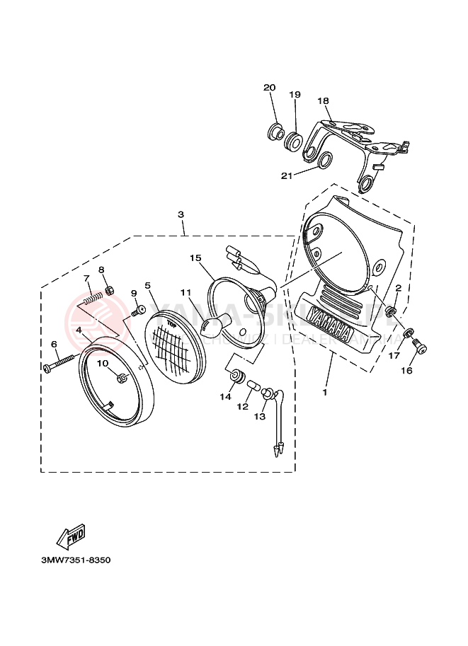 Schemat "Lampa przód" do Yamaha SR125
