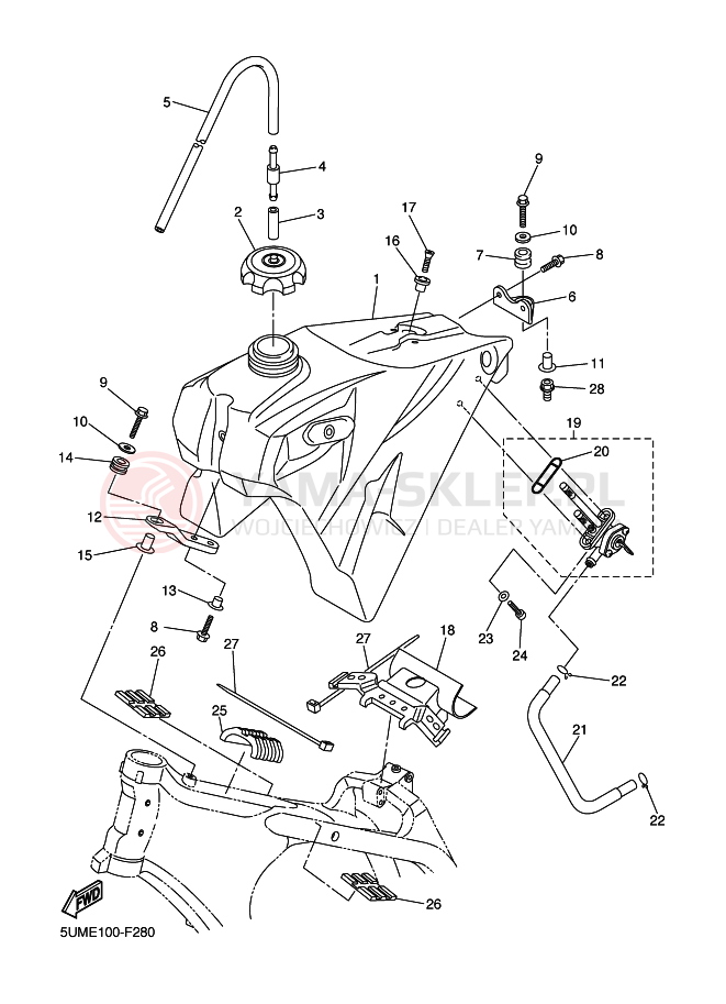 Schemat "zbiornik paliwa" do Yamaha WR450F