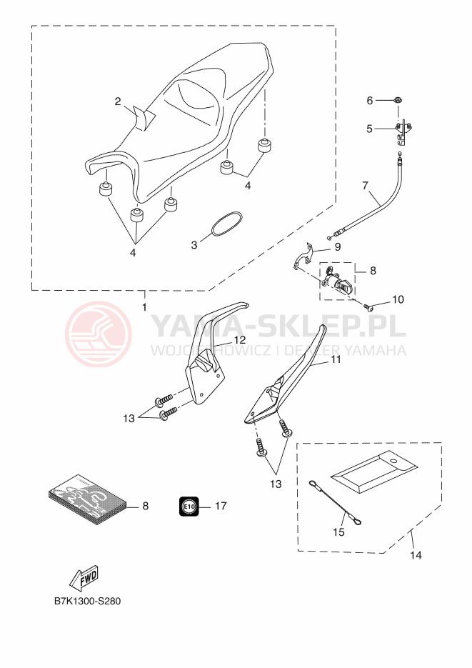 Schemat "siedzenie" do Yamaha TRACER 700