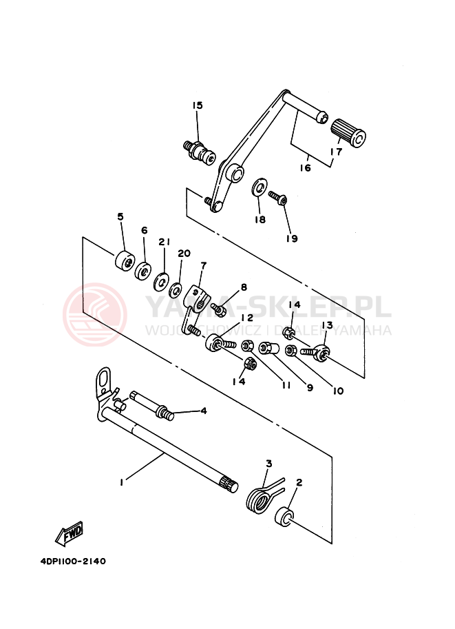 Schemat "Dźwignia zmiany biegów, wałek" do Yamaha TZ250