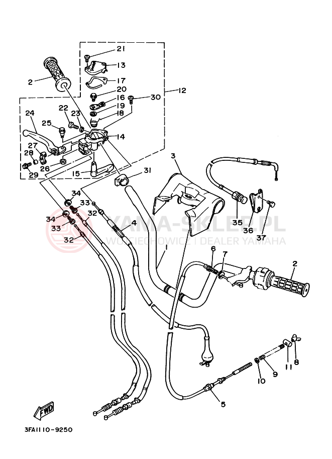 Schemat "Kierownica i osprzęt" do Yamaha BREEZE