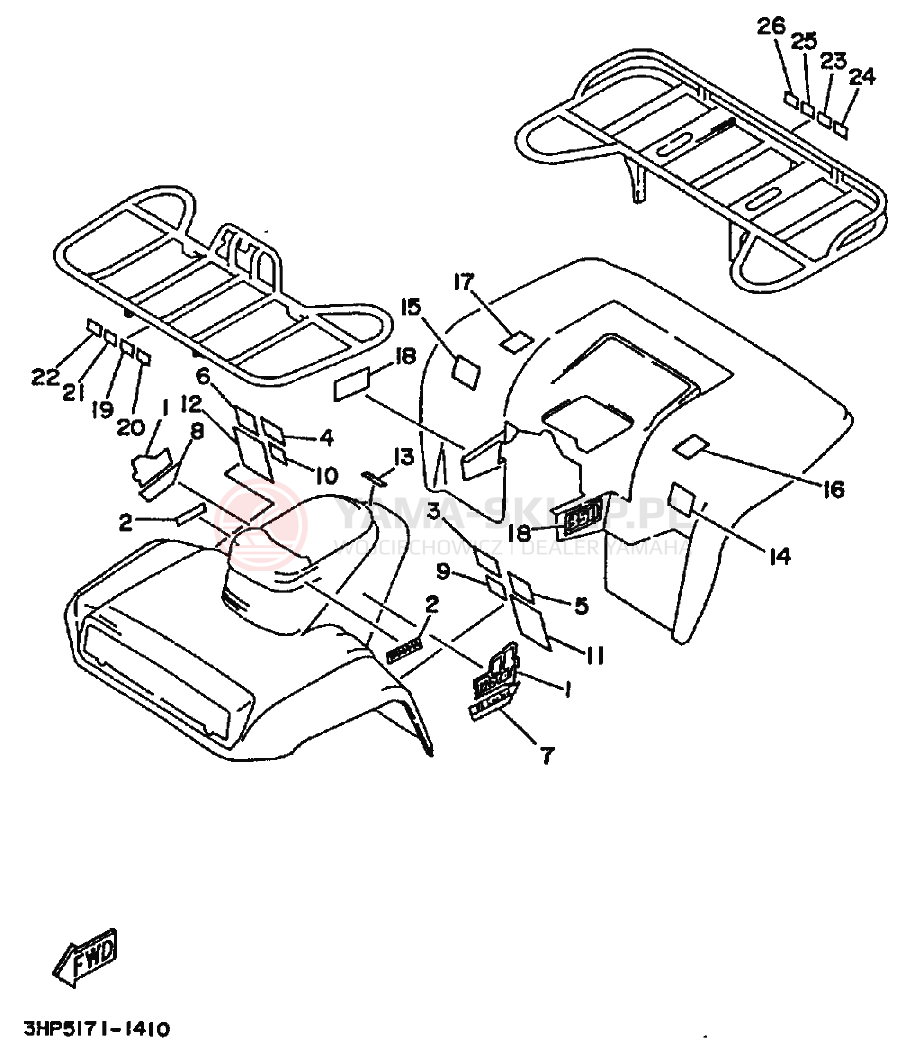 Schemat "naklejki" do Yamaha YFM350