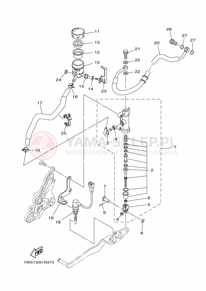 Schemat "Pompa hamulcowa tył" do Yamaha MT-07