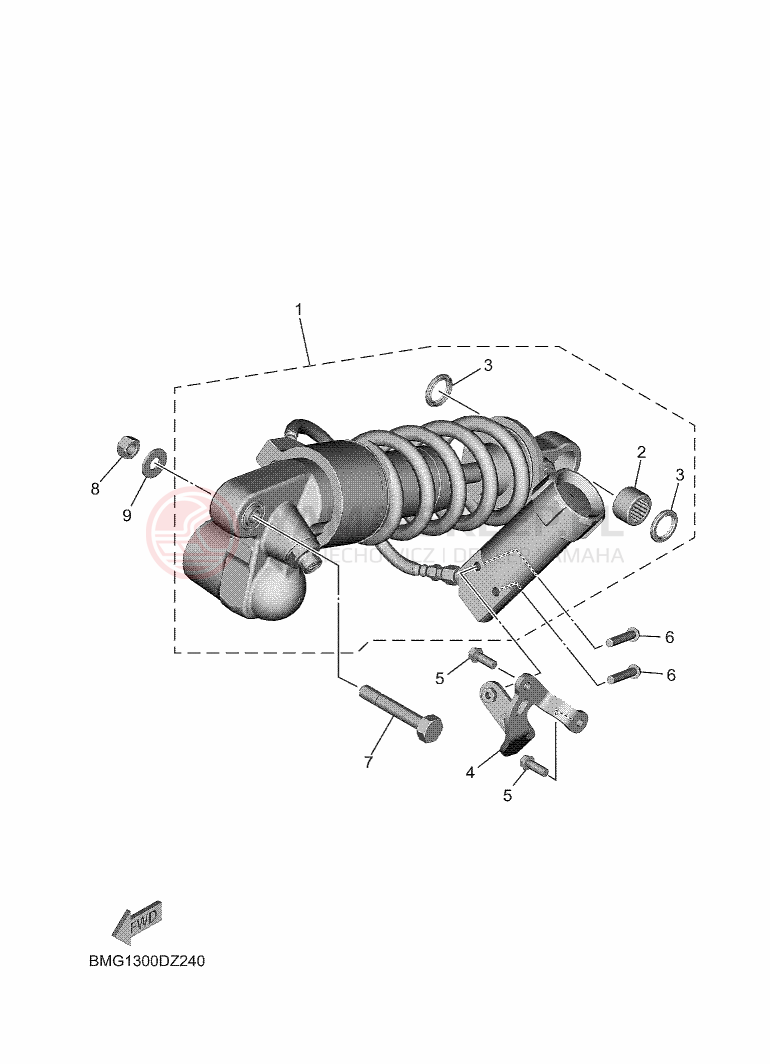 Schemat "zawieszenie tył" do Yamaha XSR900 GP