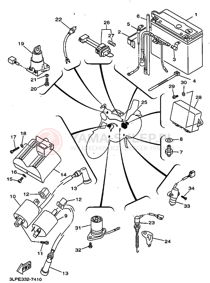 Schemat "układ elektryczny" do Yamaha XV1100 VIRAGO