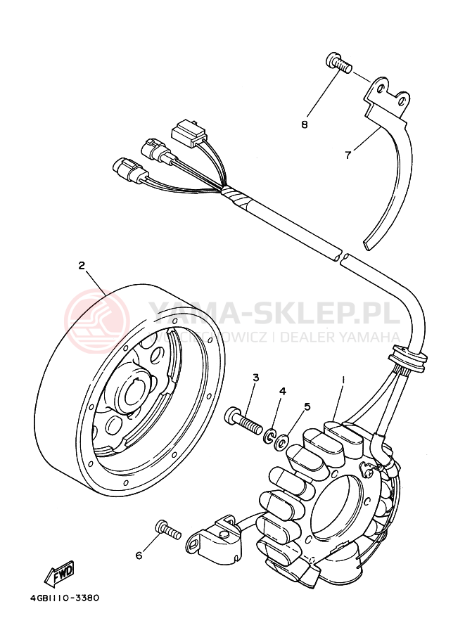 Schemat "prądnica" do Yamaha KODIAK 400