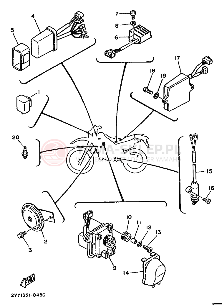 Schemat "układ elektryczny" do Yamaha DT200R
