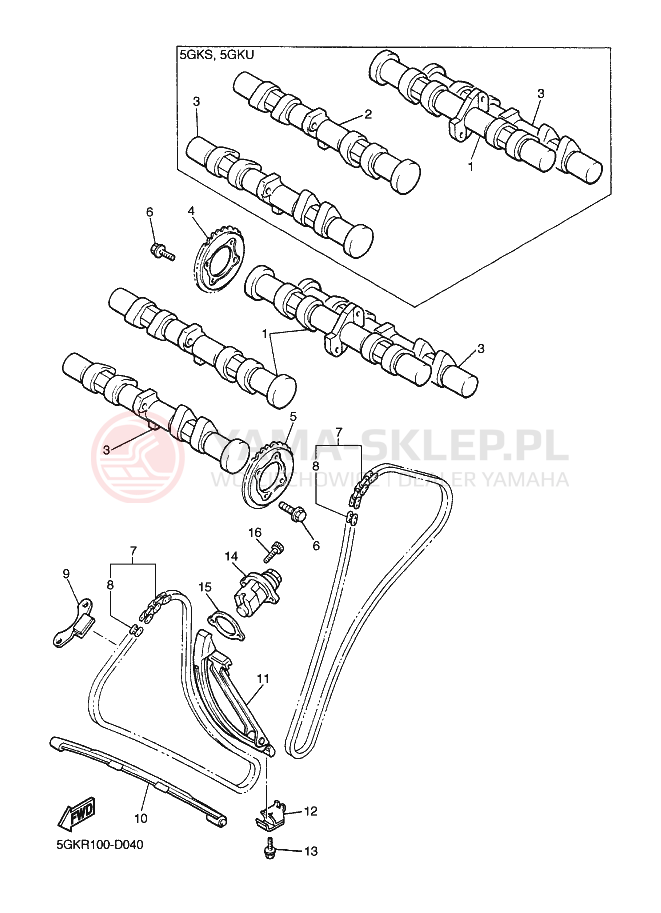 Schemat "Wałek rozrządu" do Yamaha VMX12 VMX12T1 VMAX