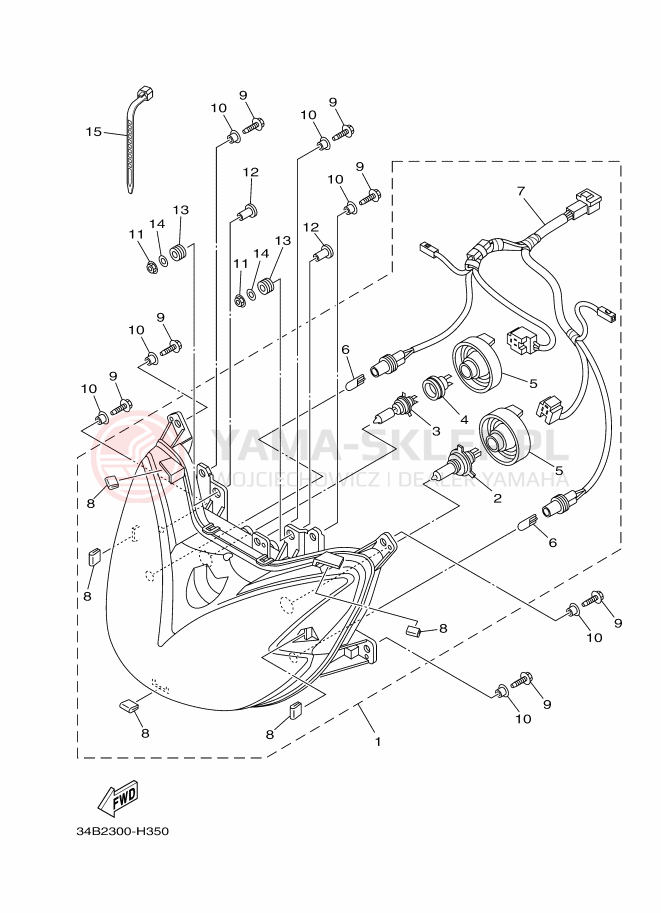 Schemat "Lampa przód" do Yamaha MAJESTY400