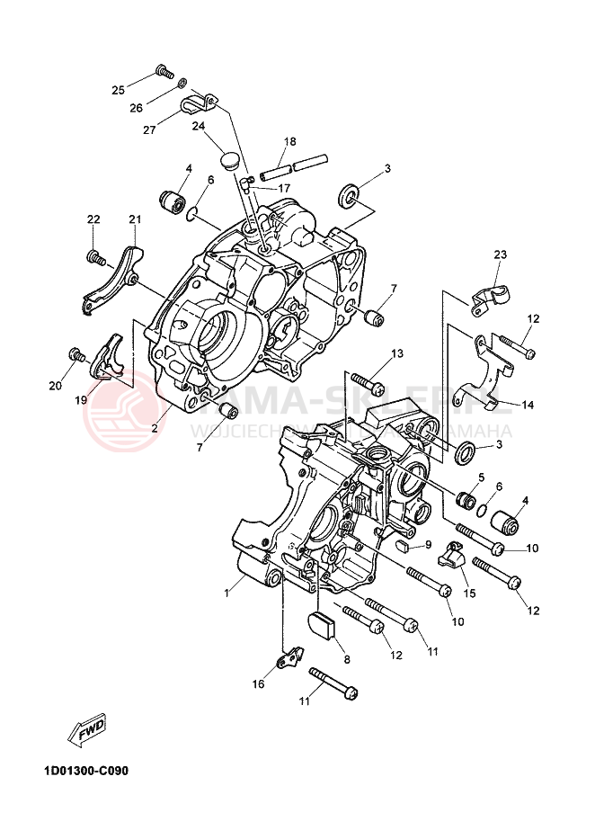 Schemat "Obudowa silnika" do Yamaha DT125X DT 125 SM
