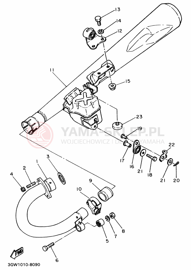 Schemat "Wydech końcowy" do Yamaha SR400
