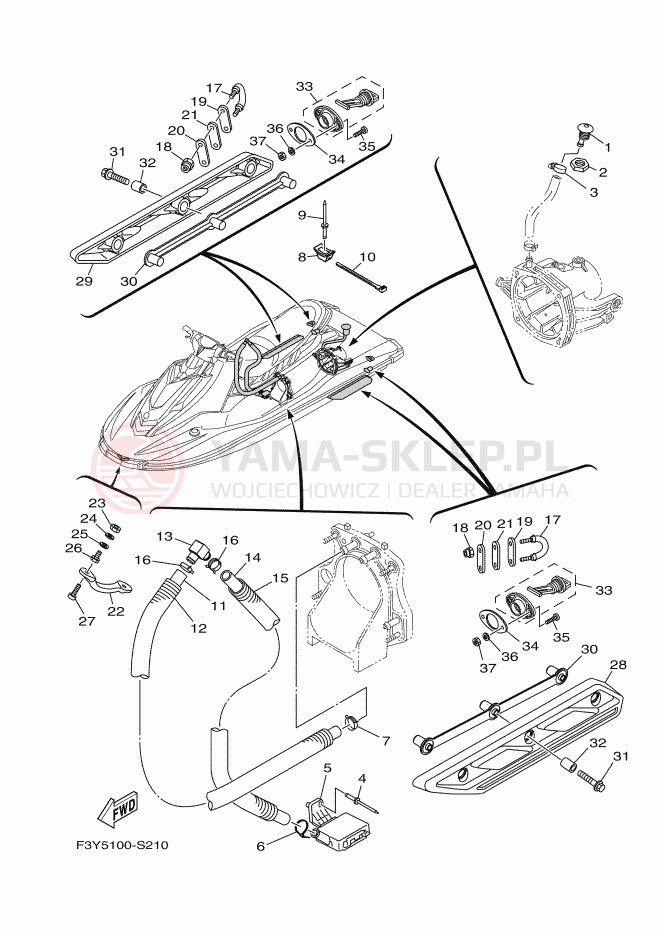 Schemat "HULL & DECK" do Yamaha EX