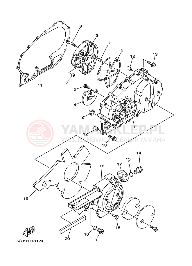 Schemat "Pokrywa silnika" do Yamaha TMAX