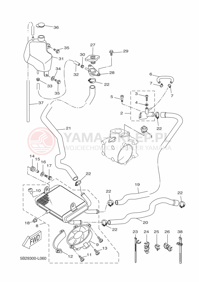 Schemat "Układ chlodzenia" do Yamaha XCITY