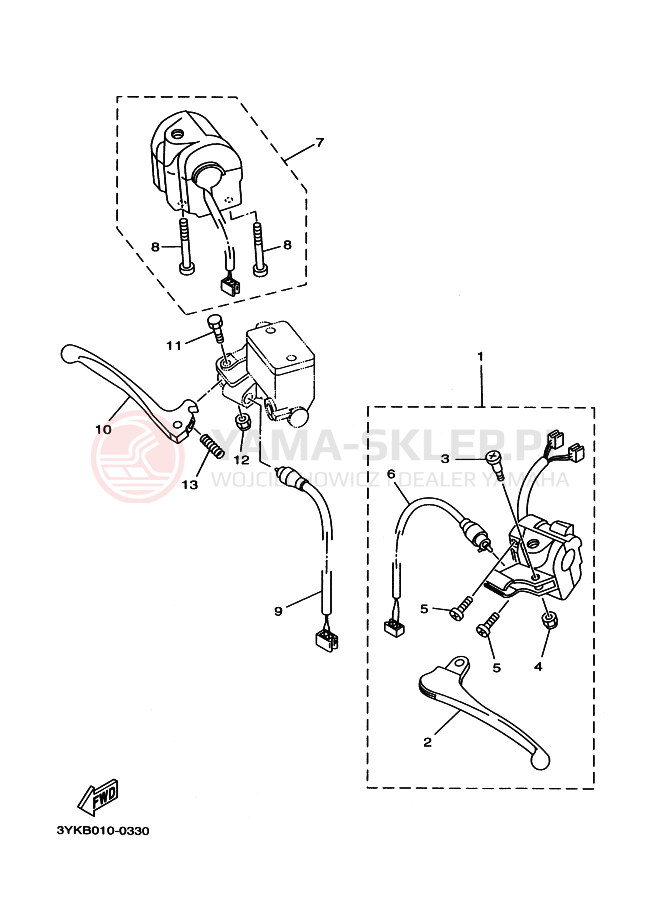Schemat "Kierownica i osprzęt" do Yamaha YG50Z JOG Z